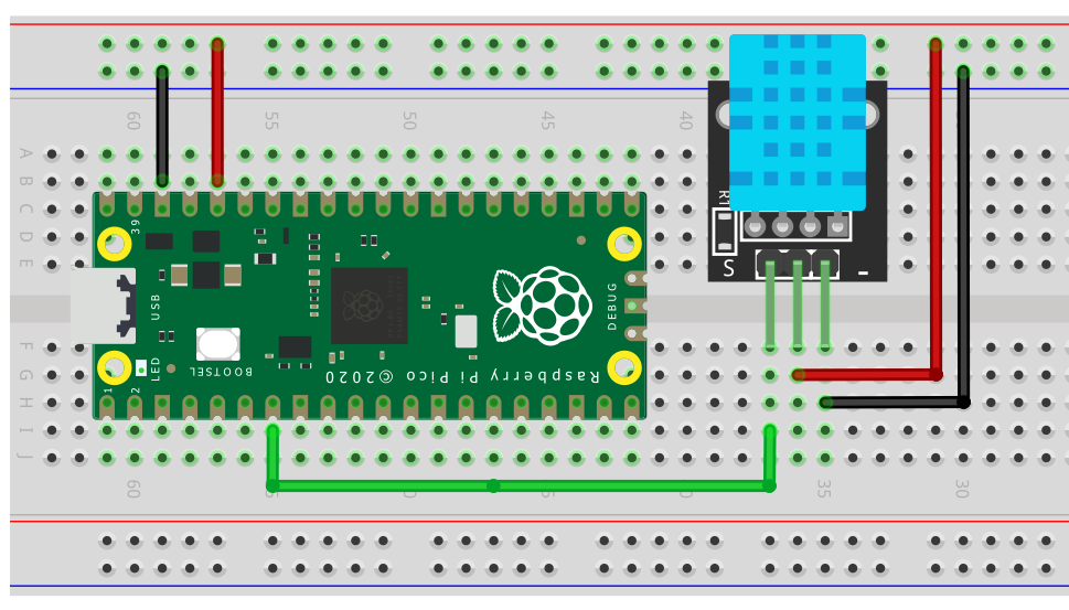 DHT11 Pi Pico: Measuring humidity & temperature in Arduino code