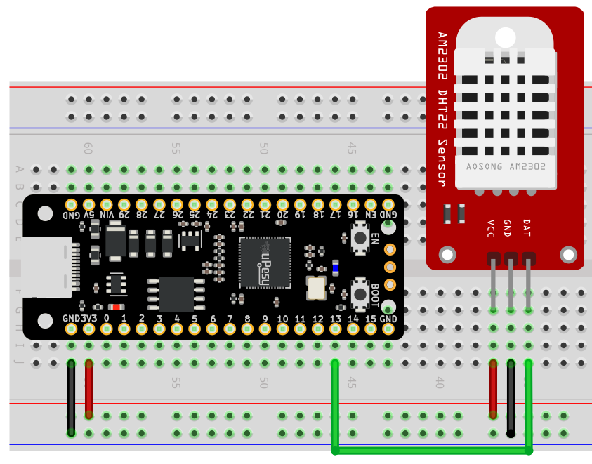 dht22 uPesy RP2040 board circuit Fritzing