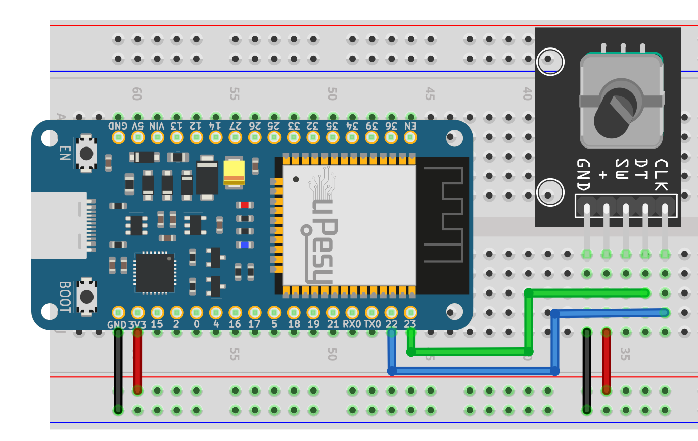 ky40 rotary encoder circuit diagram esp32 breadboard