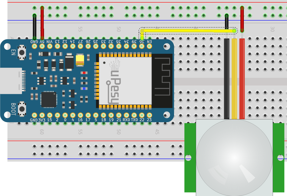 Câblage du PIR avec carte ESP