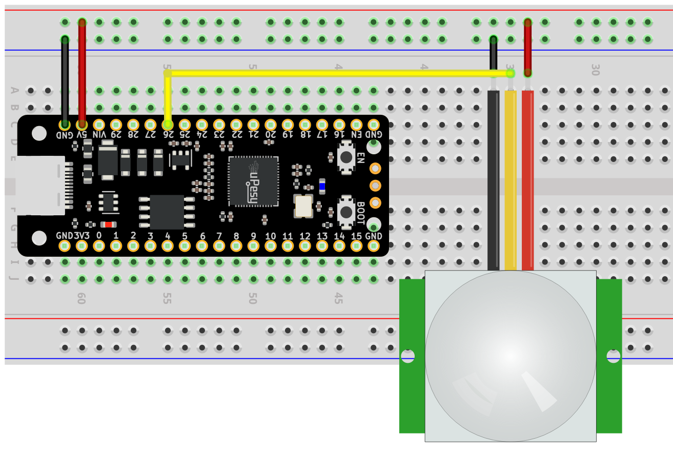 Câblage du PIR avec carte uPesy RP2040 DevKit