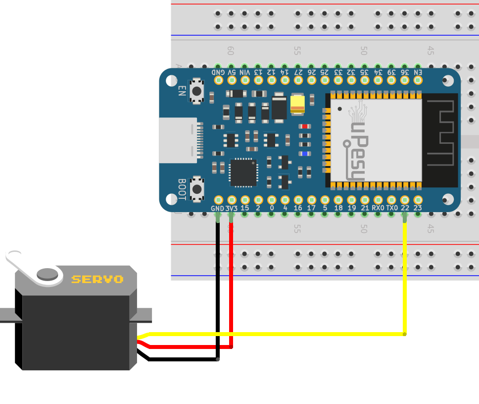 Wiring of the SG90 servo and esp32 wroom