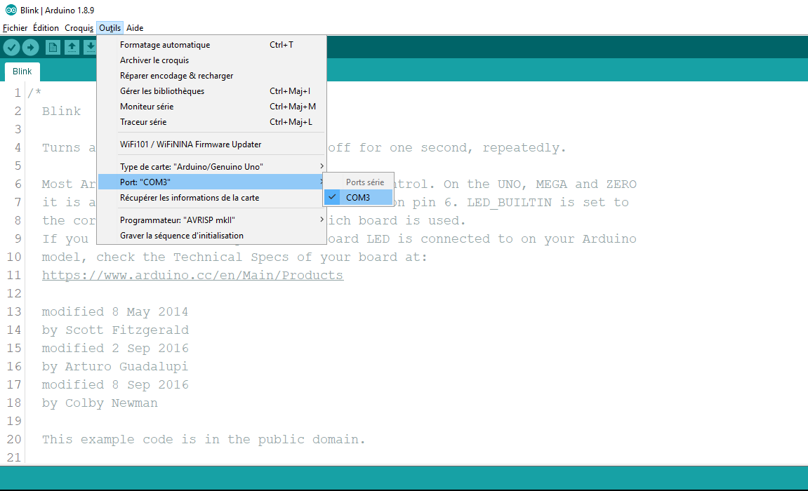 port COM Arduino UNO