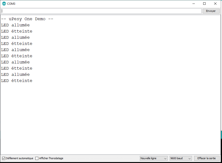 moniteur série uPesy One Arduino IDE
