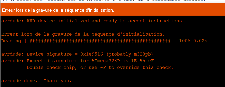 erreur upload bootloader atmega328pb