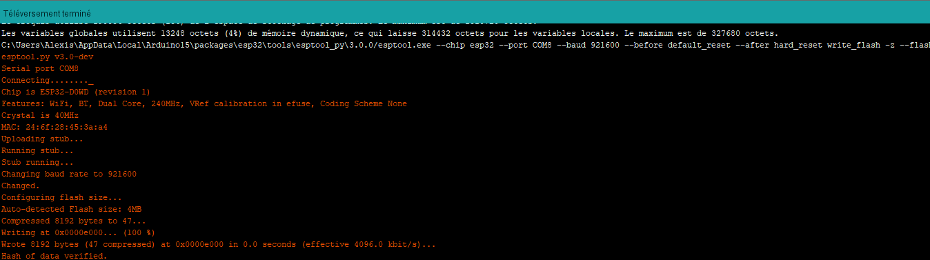 esptool.py download on the ESP32 the Arduino sketches