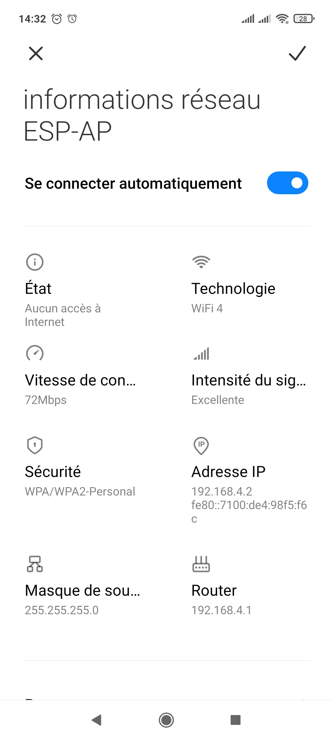 informations box Wi-Fi Android