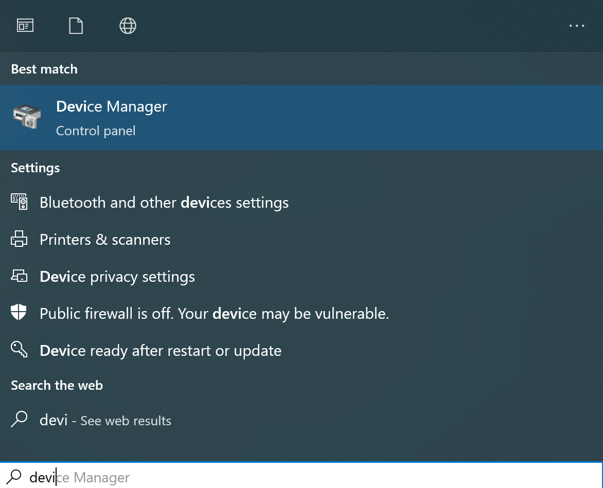 device manager in Windows 10